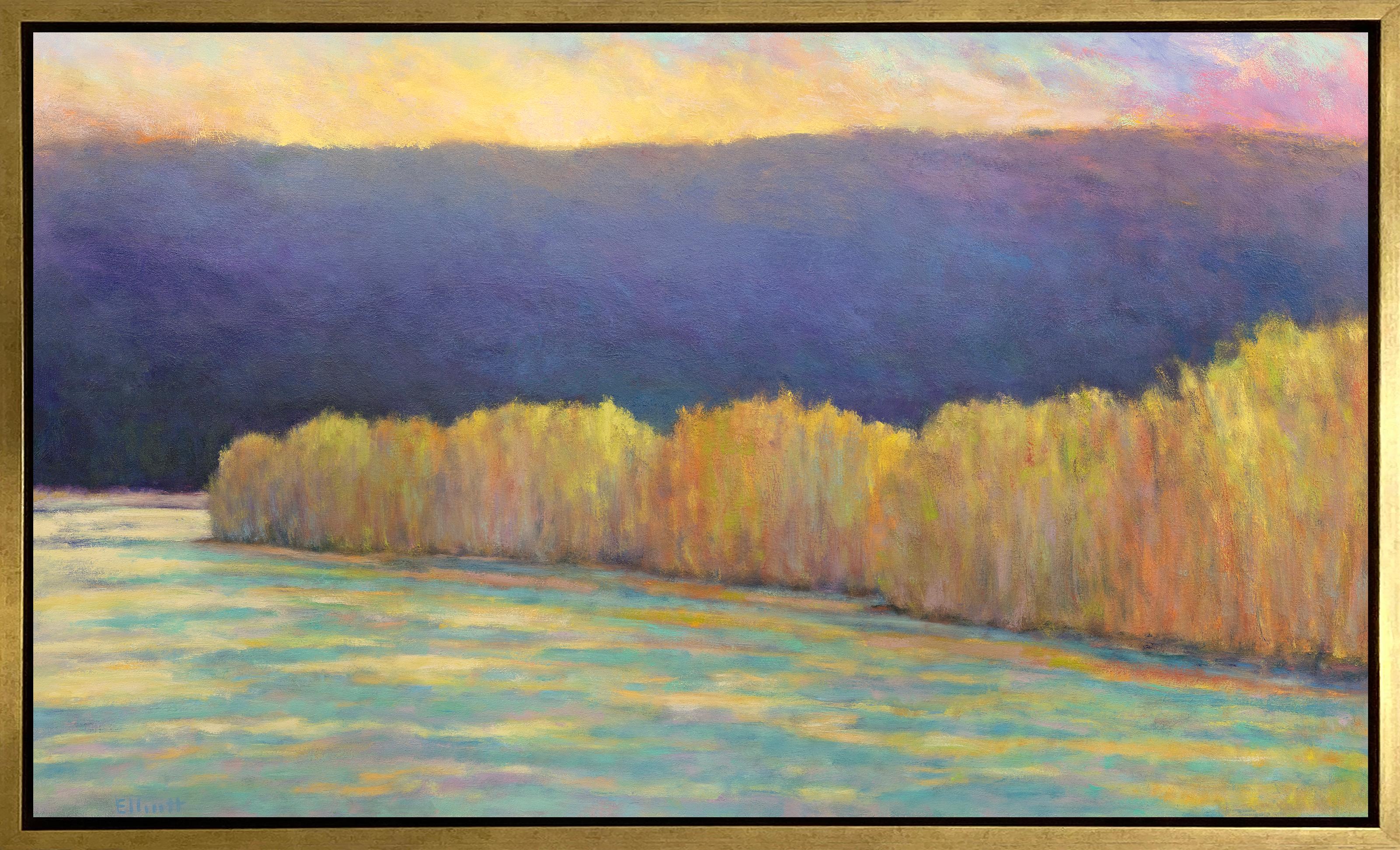 ""Gold am Fluss", gerahmter Giclee-Druck in limitierter Auflage, 18"" x 30""