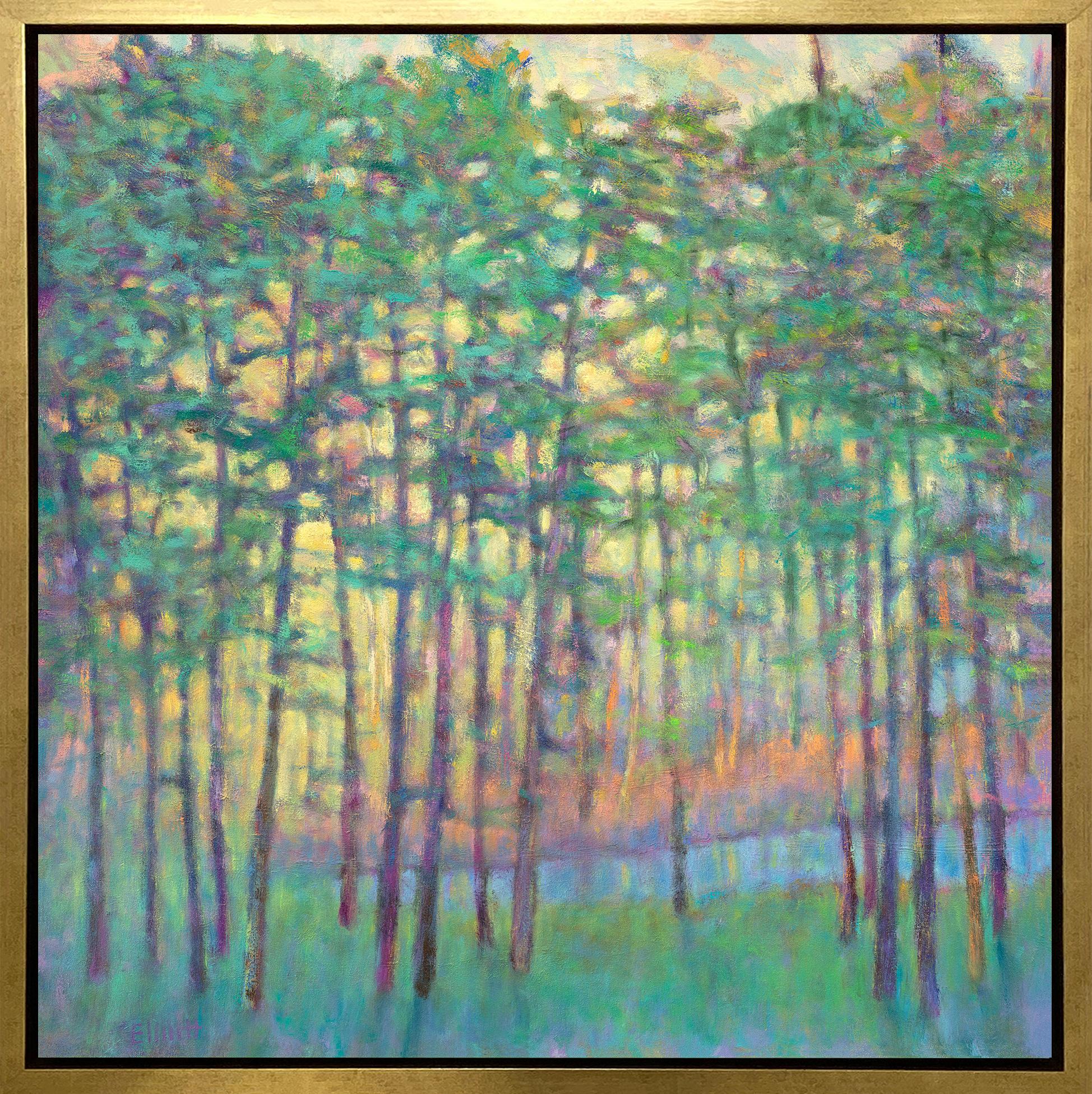 Ken Elliott Landscape Print - "Green Influences, " Framed Limited Edition Giclee Print, 30" x 30"