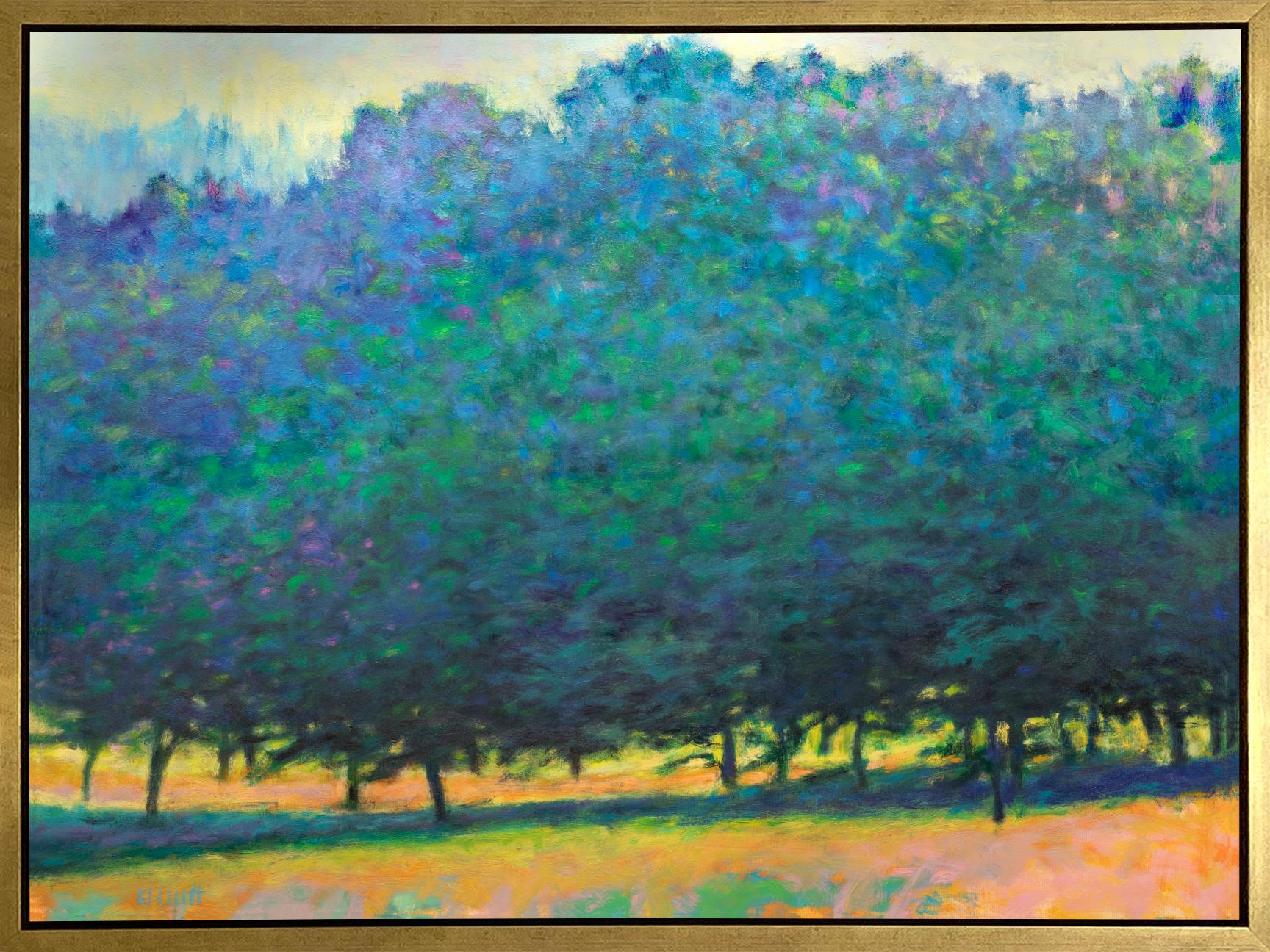 Ken Elliott Landscape Print – ""Greens Moving Across", limitierte Auflage, Giclee-Druck, 76,2 x 76,2 cm