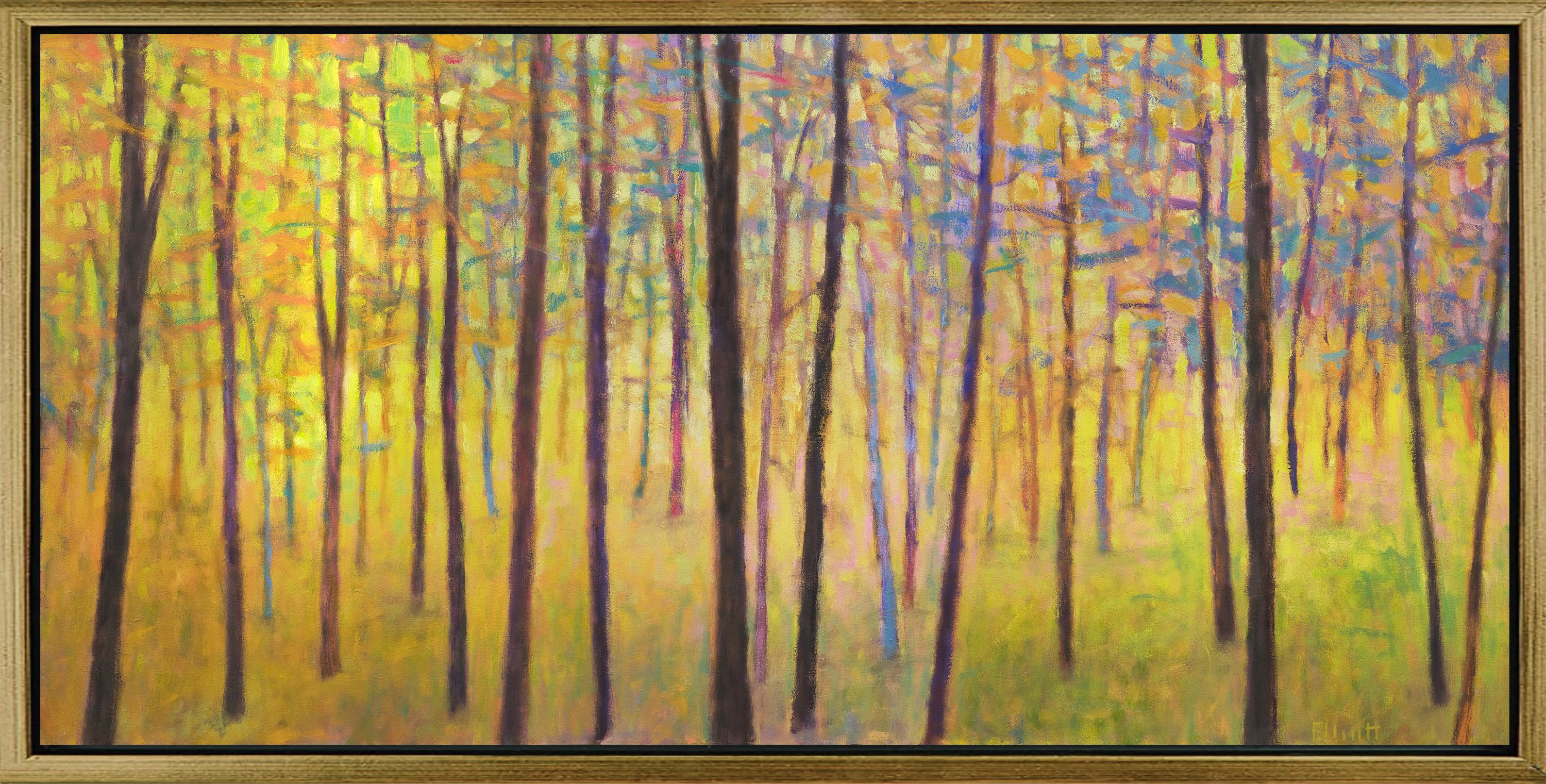 Ken Elliott Landscape Print - "In the Colorful Forest, " Framed Limited Edition Giclee Print, 24" x 48"