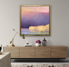 "Lake Haze - Amarillo, " Impresión Giclée Enmarcada de Edición Limitada, 40" x 40"