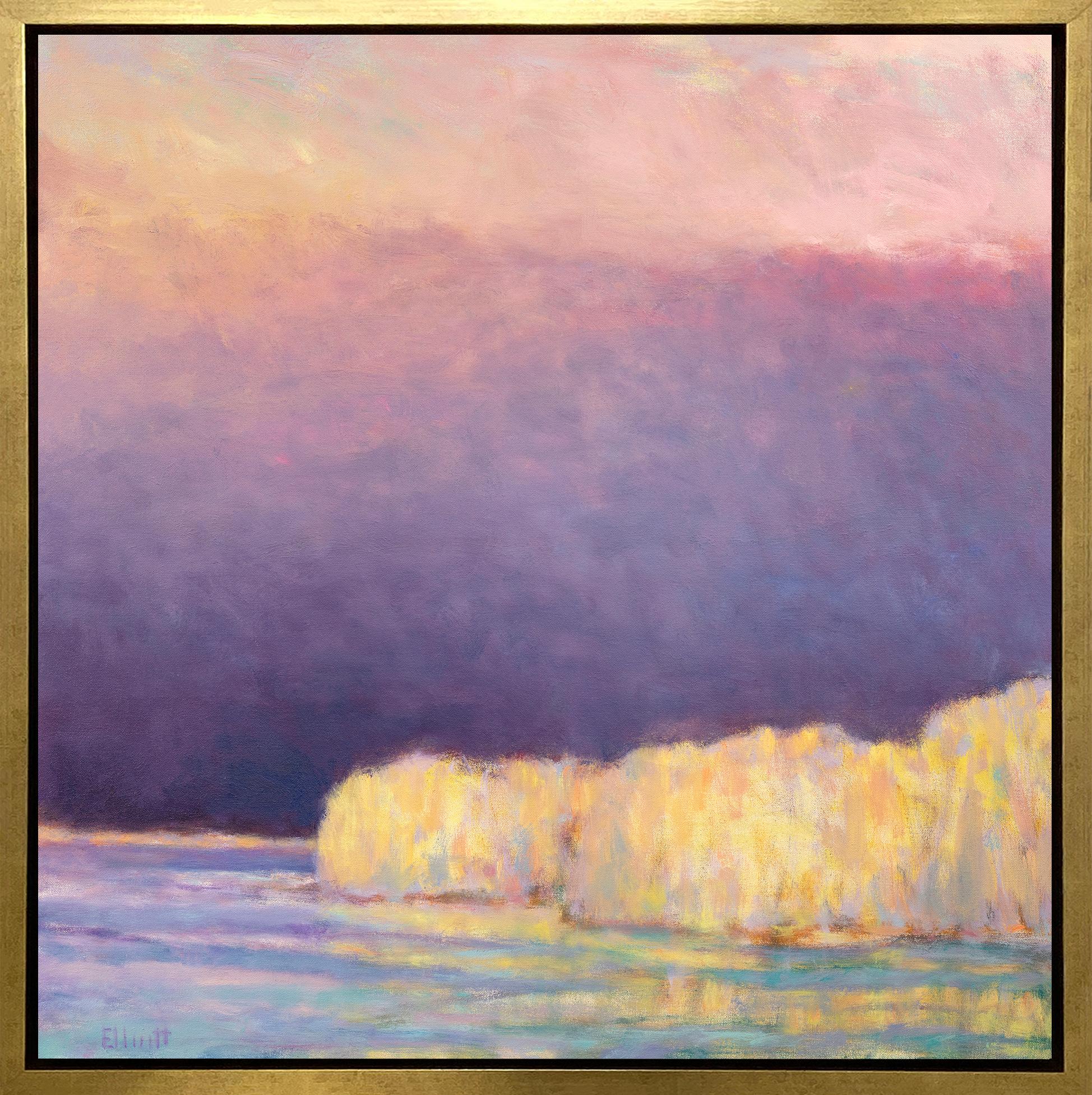 ""Lake Haze - Yellow", gerahmter Giclee-Druck in limitierter Auflage, 40"" x 40""