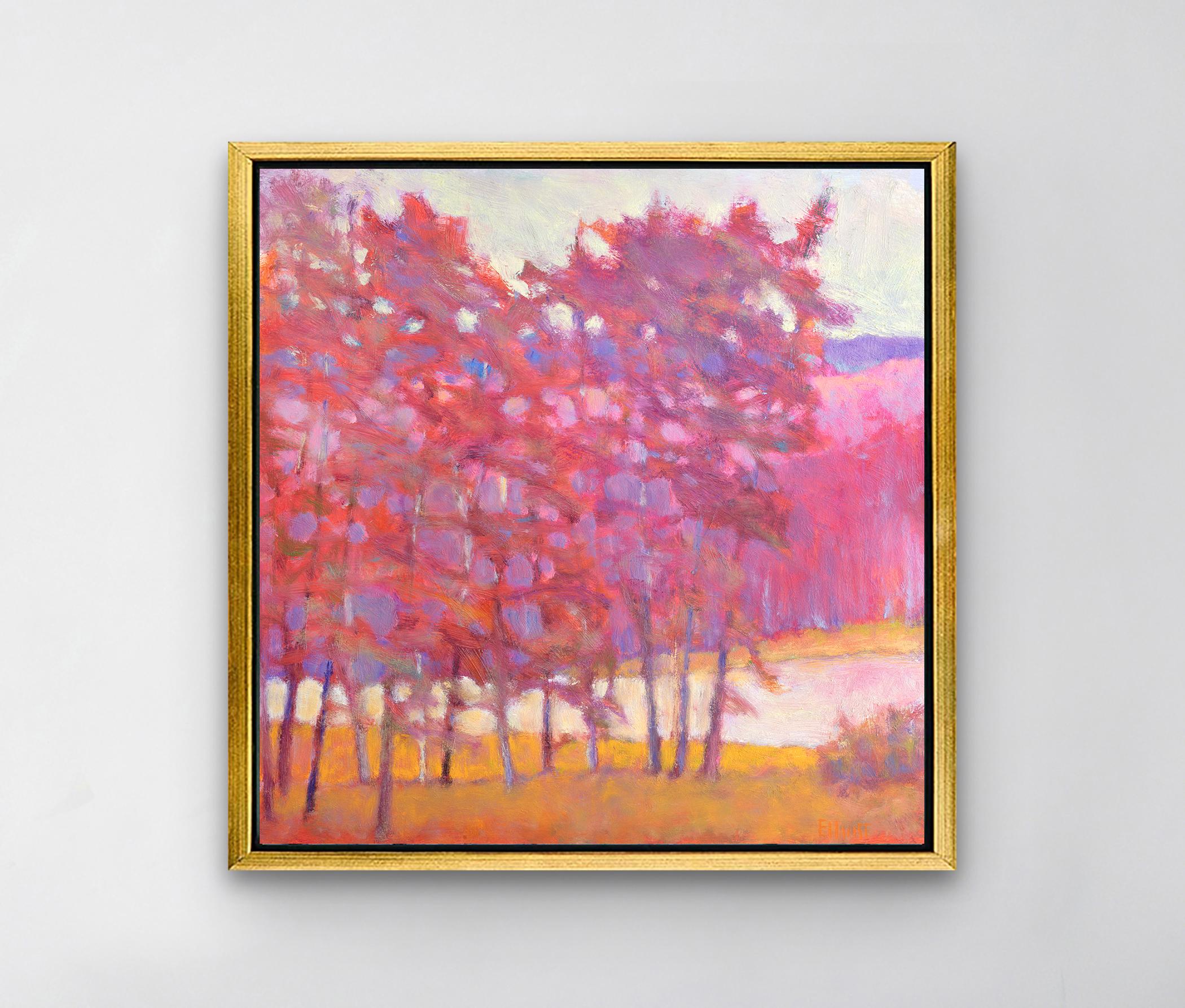 „“Rote Ränder“, limitierte Auflage, Giclee-Druck, 40 Zoll x 40 Zoll (Pink), Abstract Print, von Ken Elliott