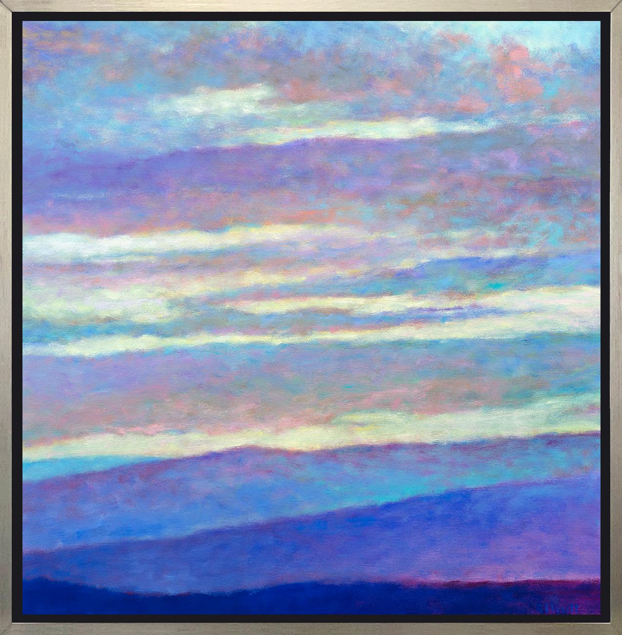Landscape Print de Ken Elliott - "Puesta de sol reticente I, " Impresión Giclée enmarcada de edición limitada, 36" x 36"