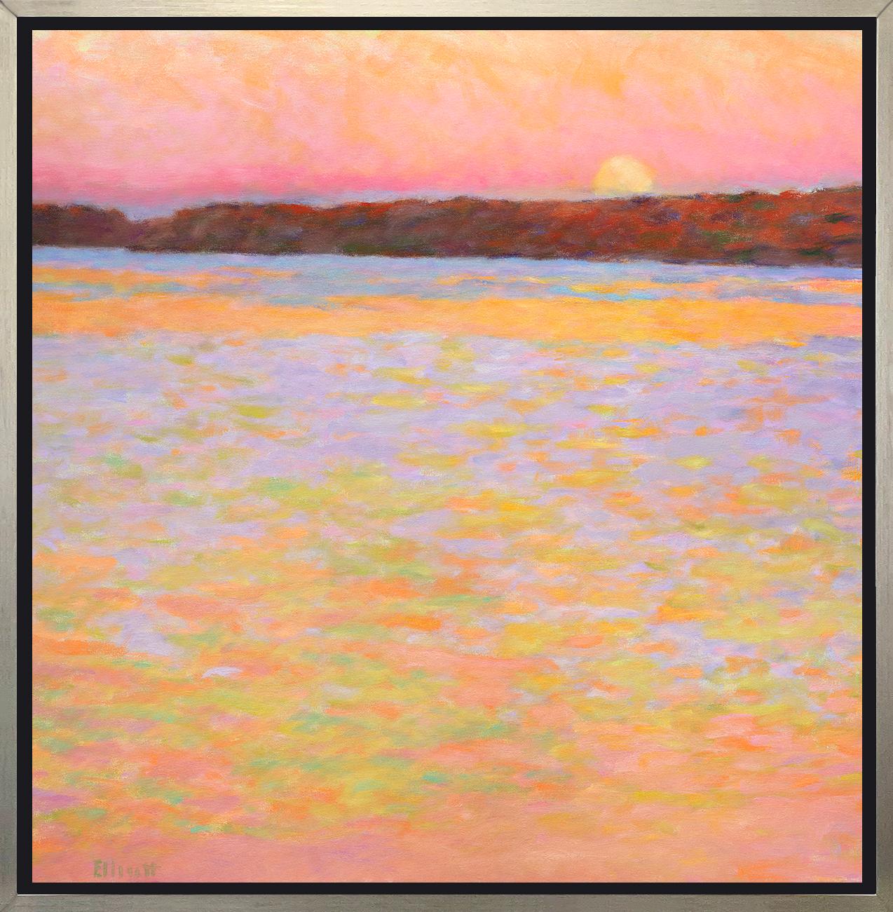 Ken Elliott Abstract Print - "Tangerine Evening II, " Framed Limited Edition Giclee Print, 48" x 48"