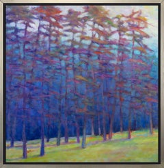 "Contrastes cálidos y azules fríos", Lámina Giclée enmarcada de edición limitada, 40" x 40".