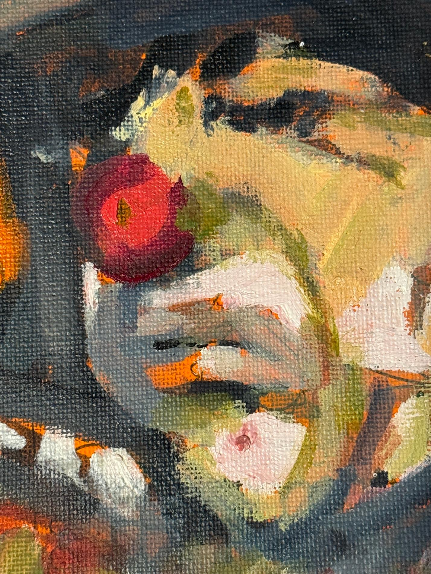 Modern British Öl Porträt eines Clowns in voller Schminke (Schwarz), Figurative Painting, von Ken Foster