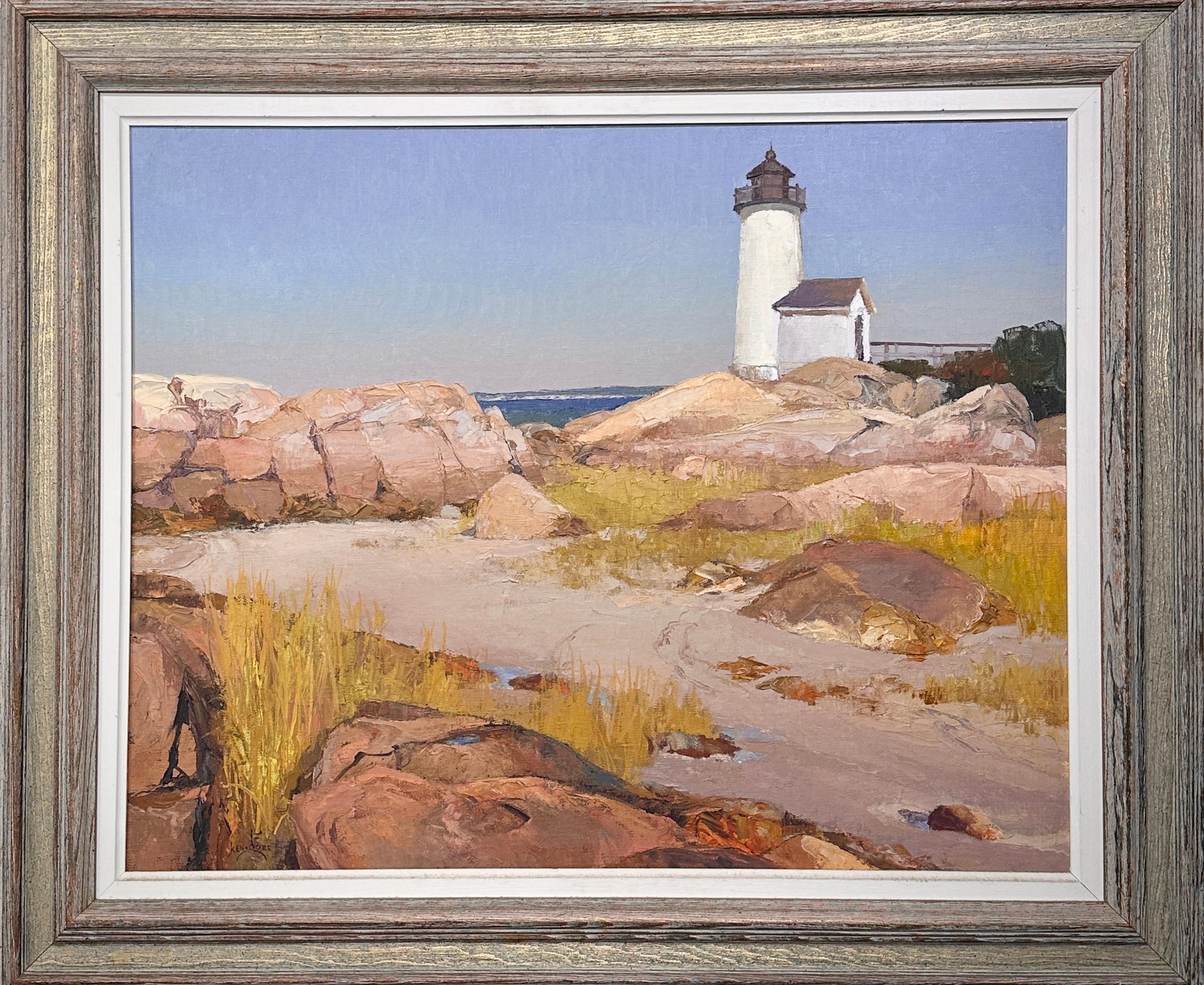Annisquam Lighthouse Landscape Painting by Kenneth Gore For Sale 1