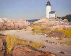 Annisquam Lighthouse Landscape Painting by Kenneth Gore