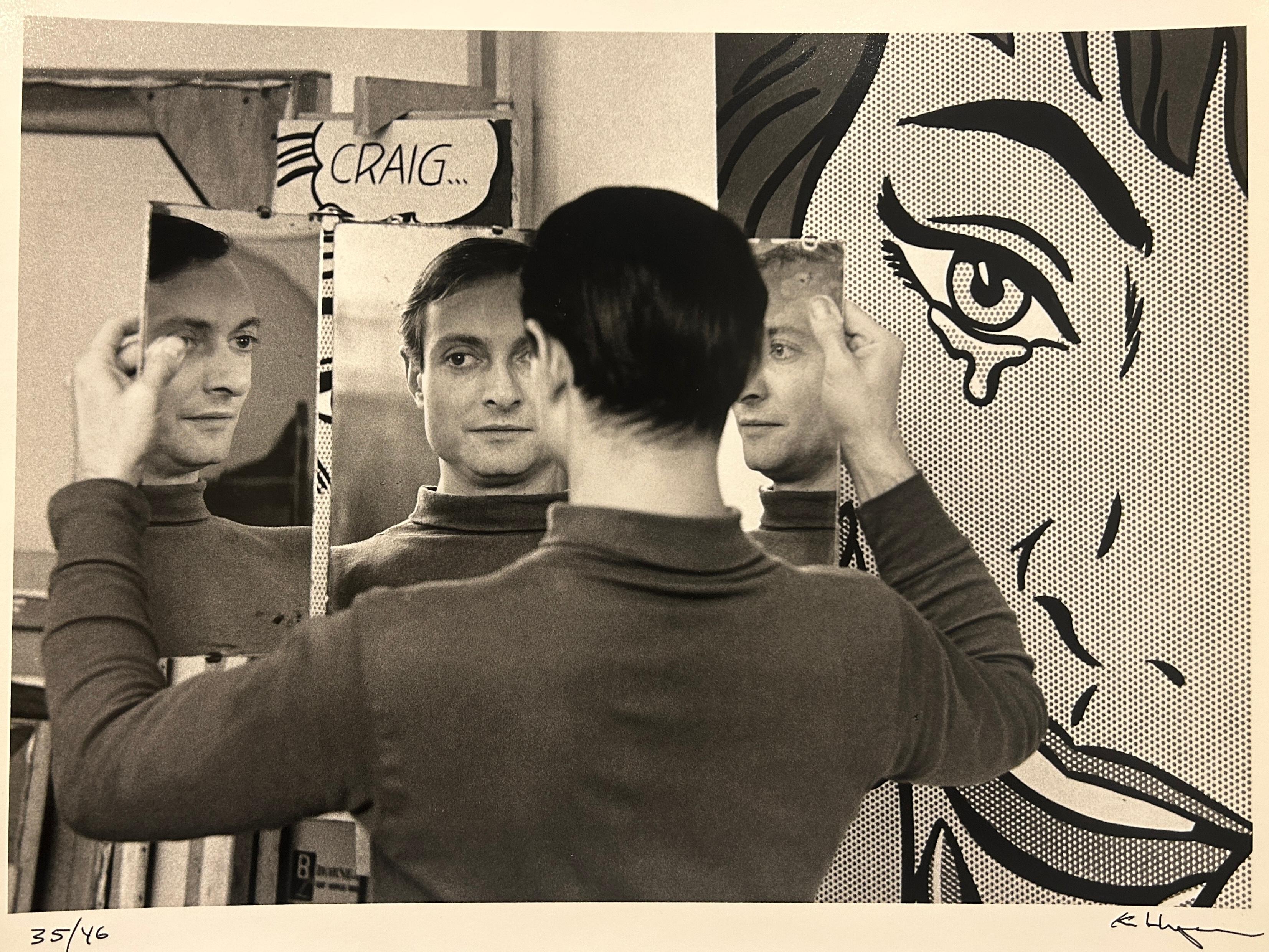 Ken Heyman Black and White Photograph - The Pop Artists: Roy Lichtenstein in Mirror, 1964