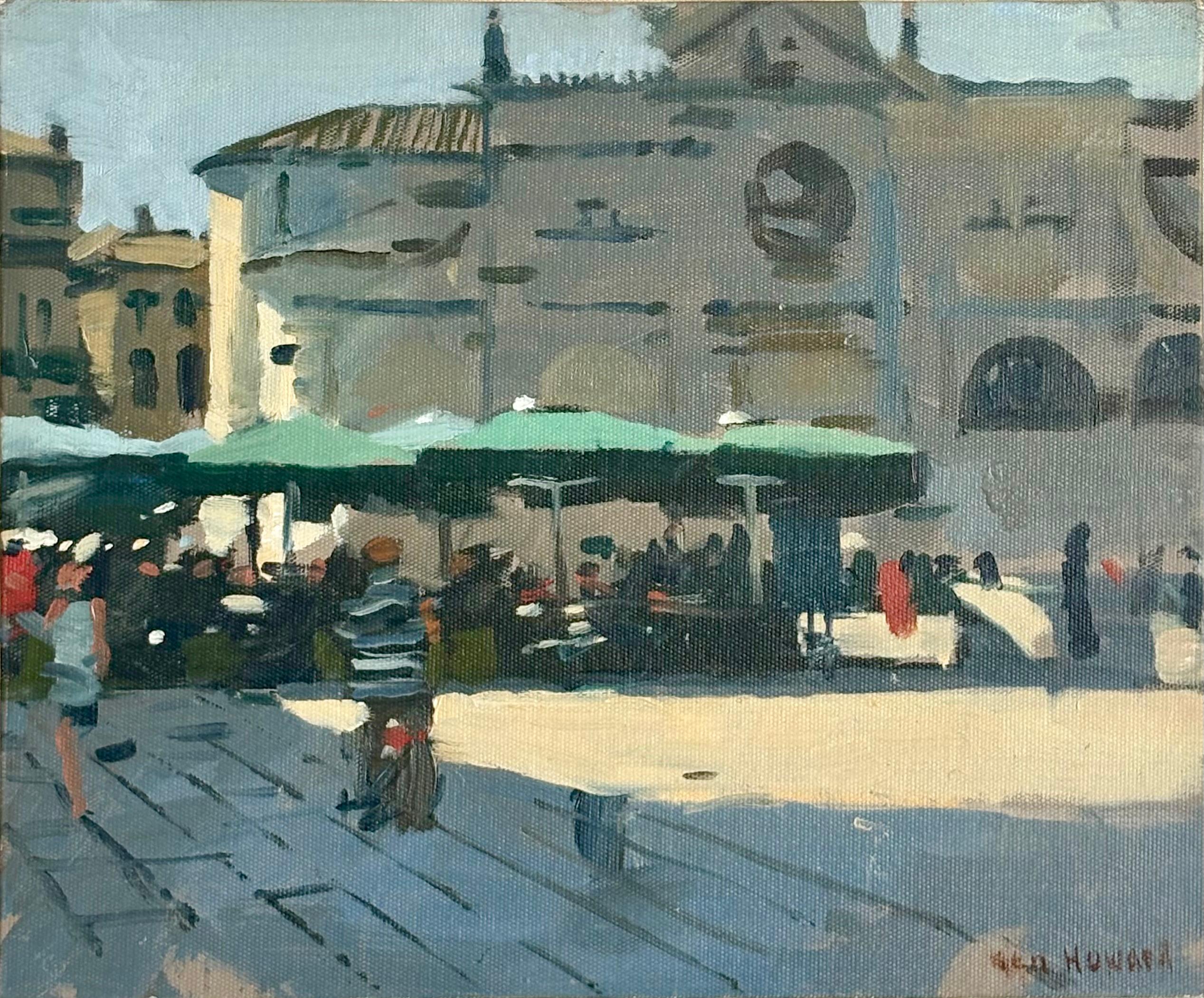 Ken Howard OBE RA (1932-2022) Öl auf Karton, Campo Santa Maria Formosa, um 1990 (Gemalt) im Angebot