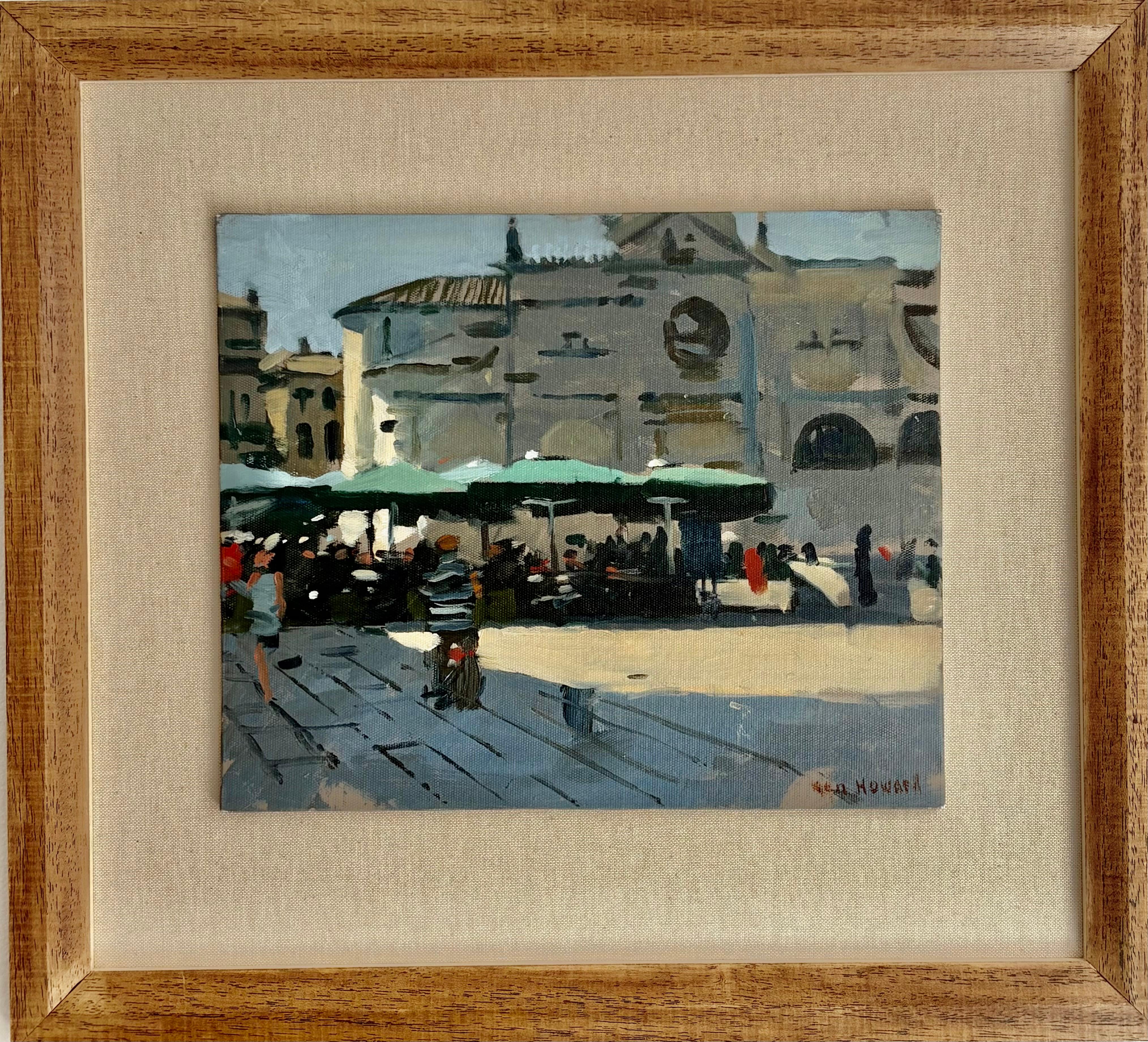 Ken Howard OBE RA (1932-2022) Öl auf Karton, Campo Santa Maria Formosa, um 1990 im Zustand „Hervorragend“ im Angebot in Oxford, GB