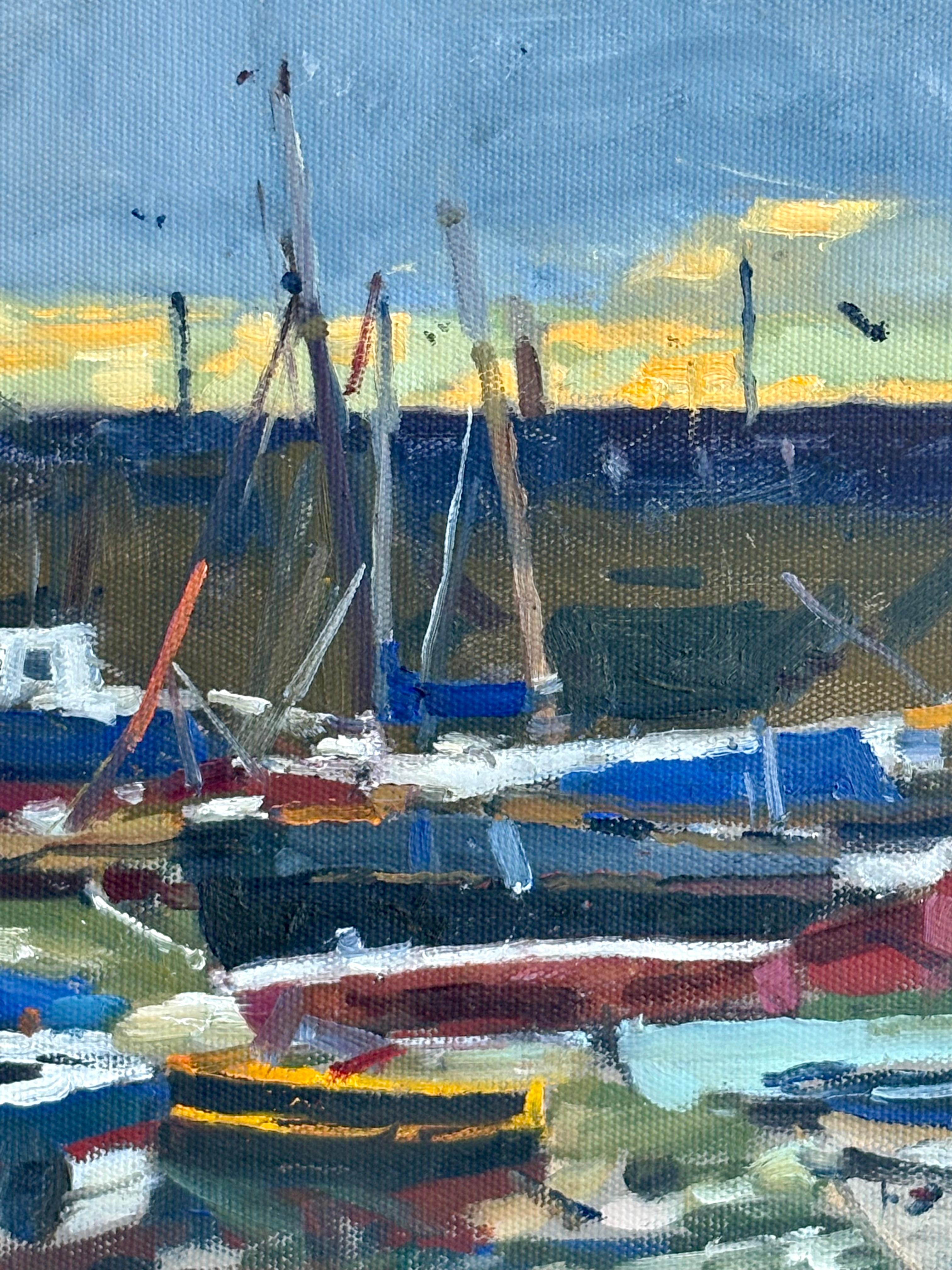 Ken Howard OBE RA (1932-2022) Olio su tavola, Mousehole at Low Tide, 1990 ca. In condizioni ottime in vendita a Oxford, GB