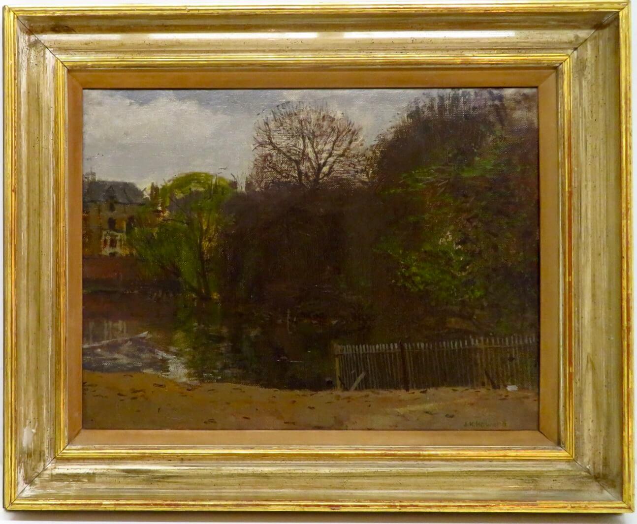 Ken Howard RA - Original-Ölgemälde von Hampstead Heath London aus den 60er Jahren  - Unterschrieben