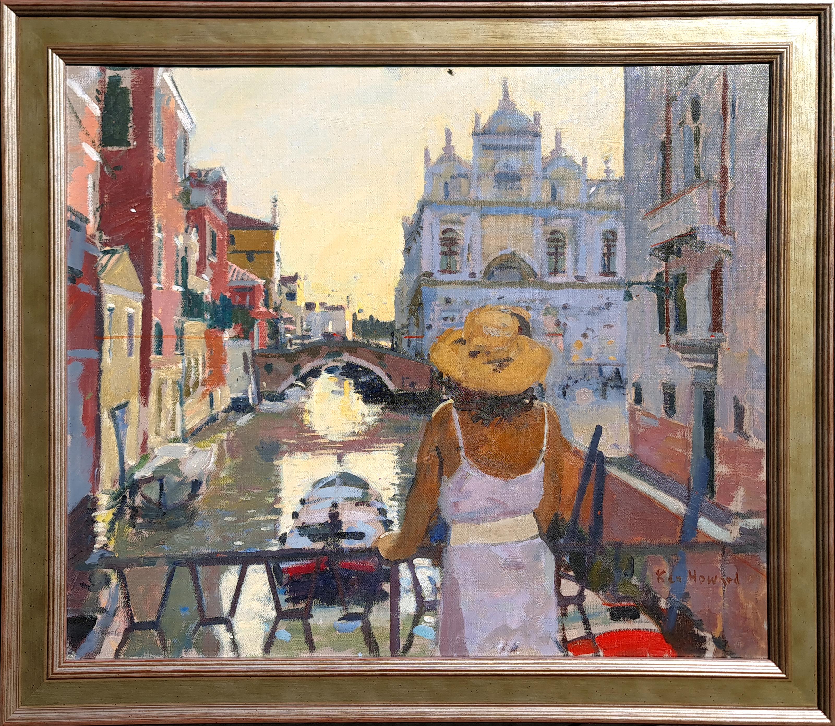 Figurative Painting Ken Howard - Vue d
un canal vénitien