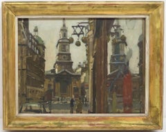 „St. Bartolph Bishopgate London“ von KEN HOWARD R.A. Impressionistisches Ölgemälde