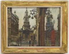 Vintage "St Bartolph Bishopgate London" by KEN HOWARD R.A.  impressionist oil painting 