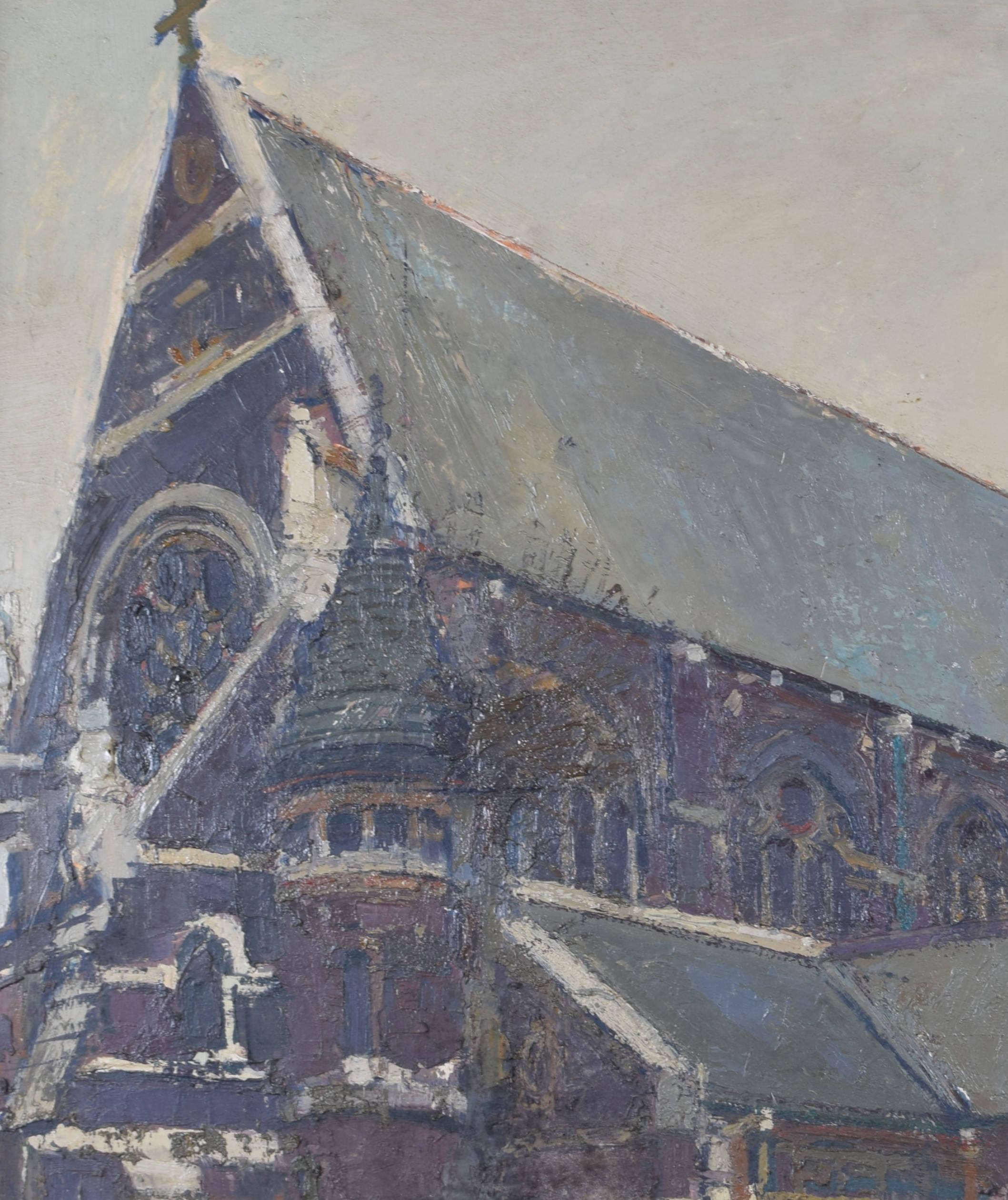 Iglesia de San Esteban, Hampstead óleo de Ken Howard Modern British Art en venta 3