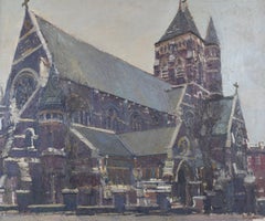 St Stephen''s Church, Hampstead oil painting by Ken Howard Modern British Art