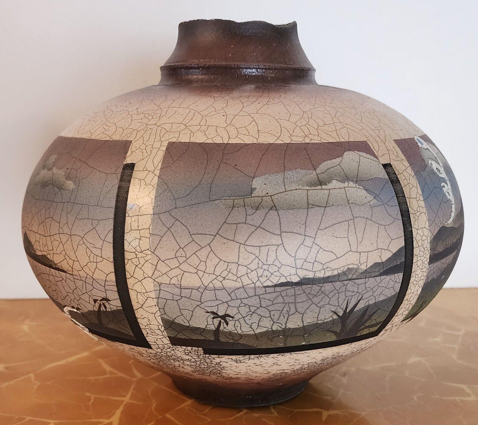 Ken Jensen Keramik Raku-Vase, signiert, 1980 (Indigene Kunst (Nord-/Südamerika)) im Angebot