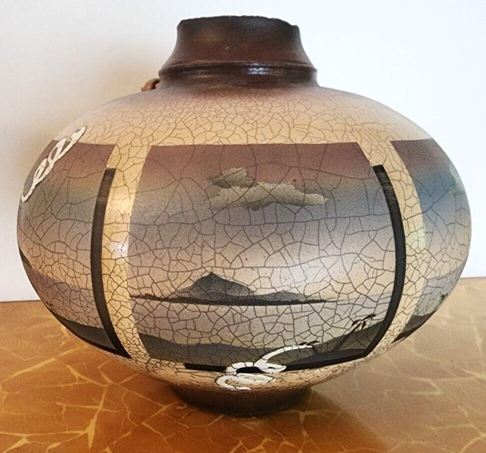 Ken Jensen Pottery Raku Vase Signed, 1980 In Good Condition For Sale In Lake Worth, FL