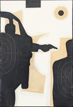 "Drive Bye..." Contemporary Neutral Toned Social Commentary Collage Painting