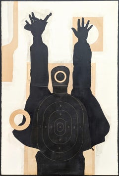 "Drop It..." Contemporary Neutral Toned Social Commentary Collage Painting
