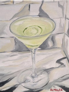 Cucumber Infused Gin Cocktail Soft Pop Art Realism 9" x 12" Gallery Wrapped
