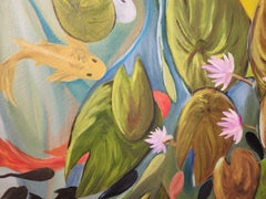 Estanque Koi nº 2 Realismo Óleo sobre lienzo Envuelto en Papel Pintado Japón Oriental 2010+