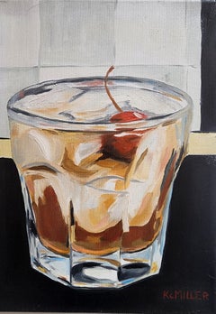 Manhattan on the Rocks Realism Cocktail 14" x 11" Pop Art Whiskey 1870 debut