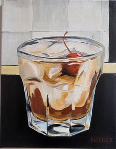 Manhattan on the Rocks Realism Cocktail 14" x 11" Pop Art Whiskey 1870 debut