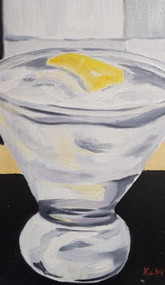 Vodka on the Rocks with a Lemon Peel Realism Cocktail 14" x 11" Pop Art