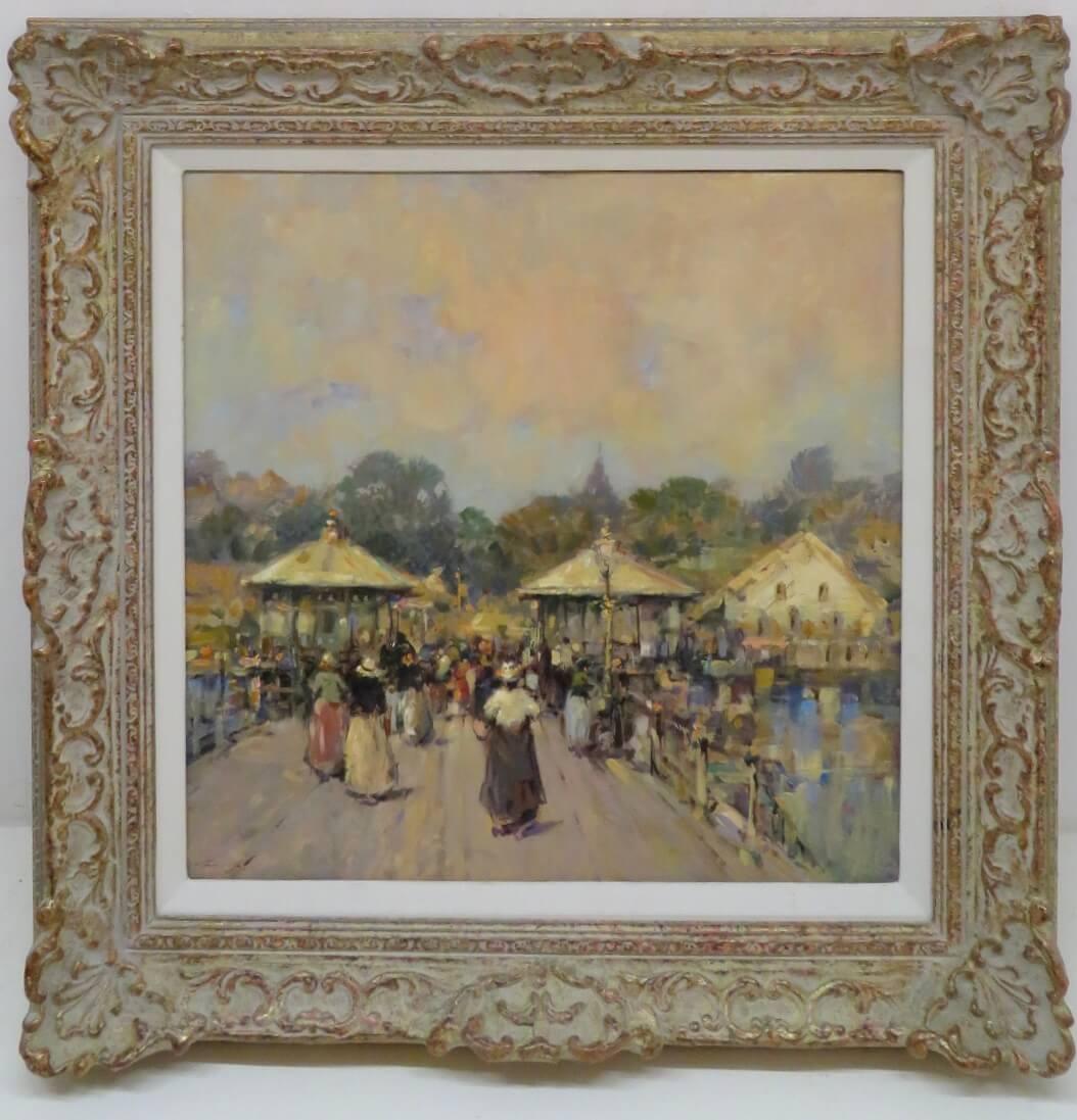 (1949-) Inglés / Irlandés ORIGINAL FIRMADO Pintura al óleo CONTINENTAL impresionista 2
