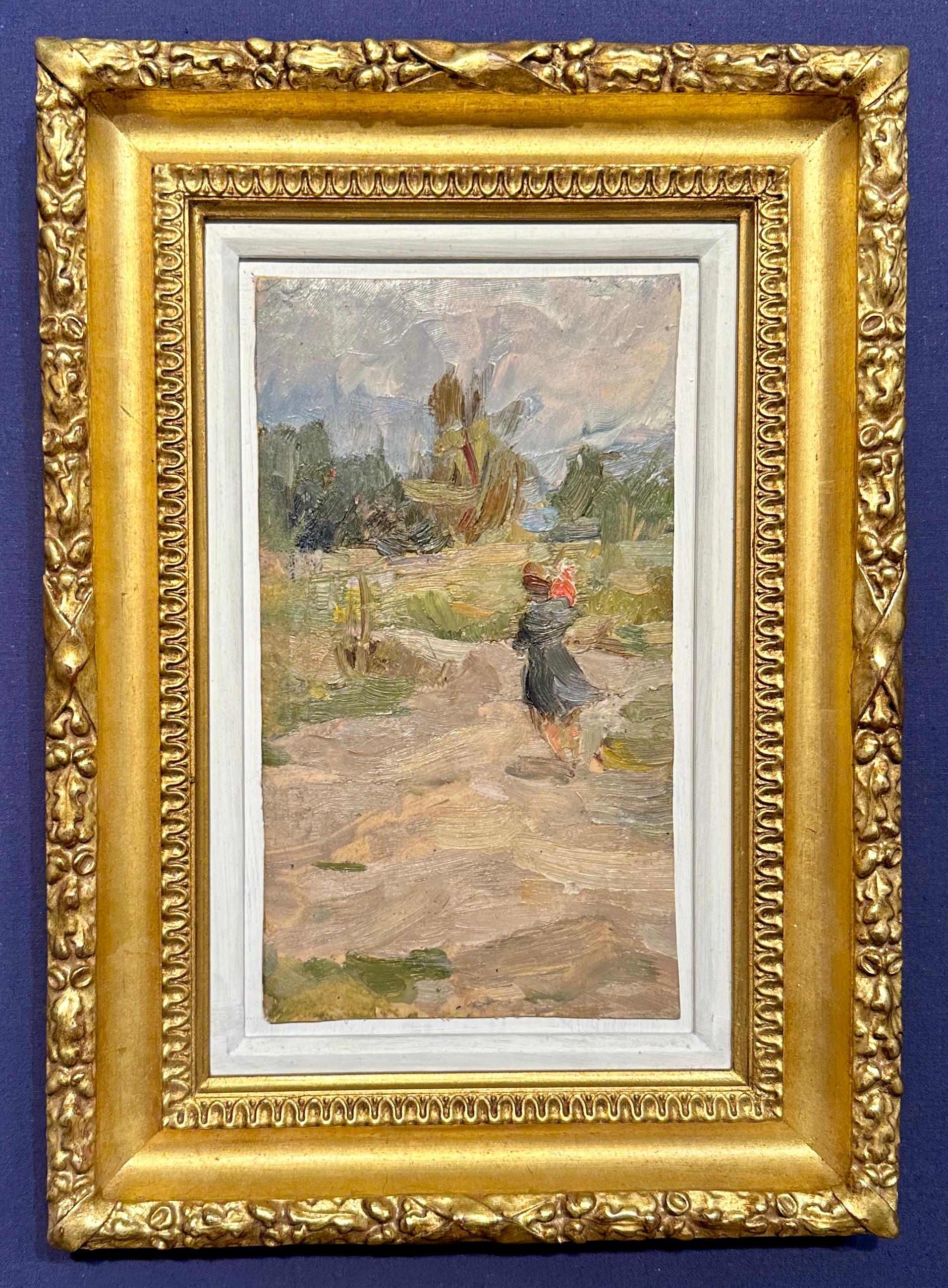 Ken Moroney Landscape Painting - 20th Century Oil painting, an Impressionist landscape with figures