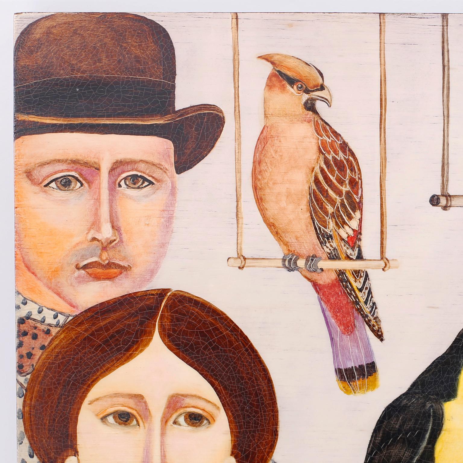 Peinture à l'huile sur panneau - Peinture de personnes, d'animaux et d'oiseaux - Painting de Ken Nielsen