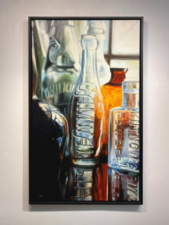Ken Orton "Camwal", Bottle Still Life Photorealistic Oil Painting on Canvas