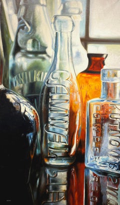 Ken Orton "Camwal", Bottle Still Life Photorealistic Oil Painting on Canvas