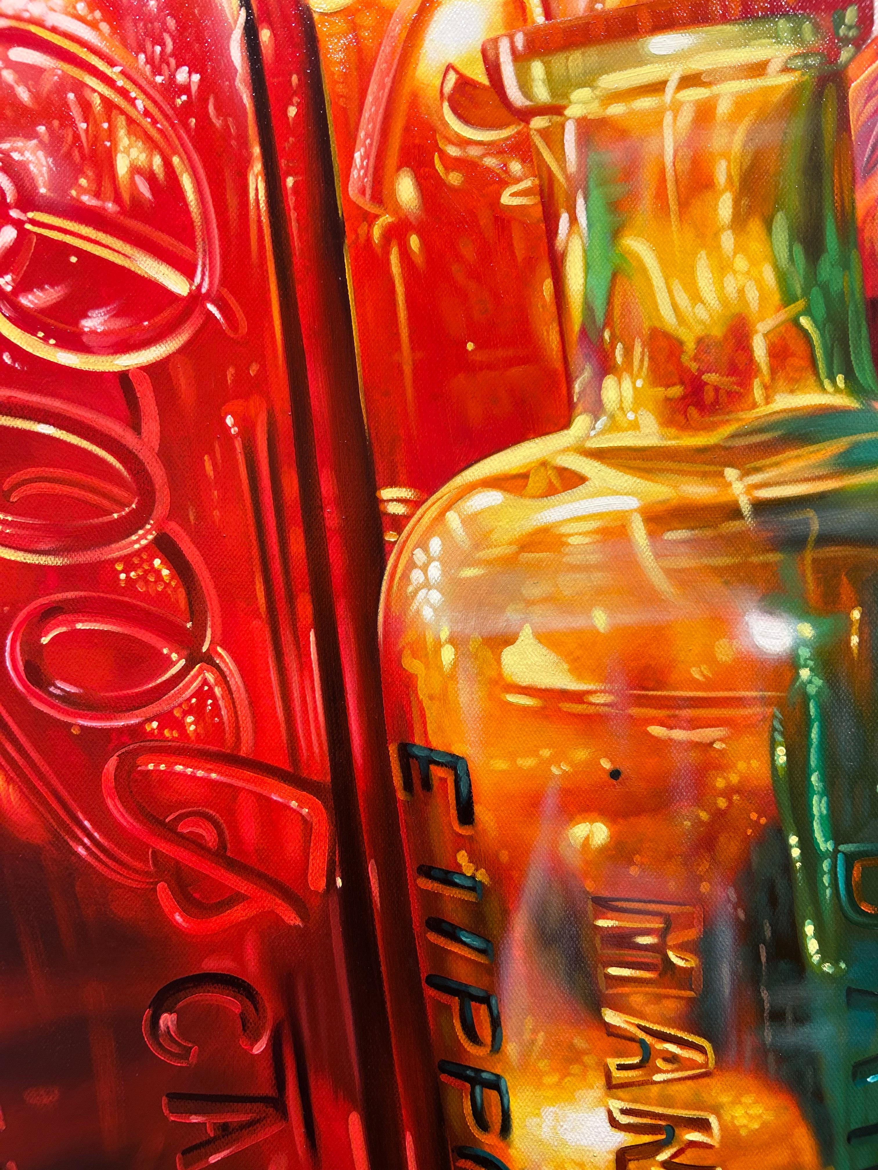 Ken Orton, „Mandrake“, Regenbogenglasflasche Stillleben, Fotorealistisches Ölgemälde  im Angebot 5