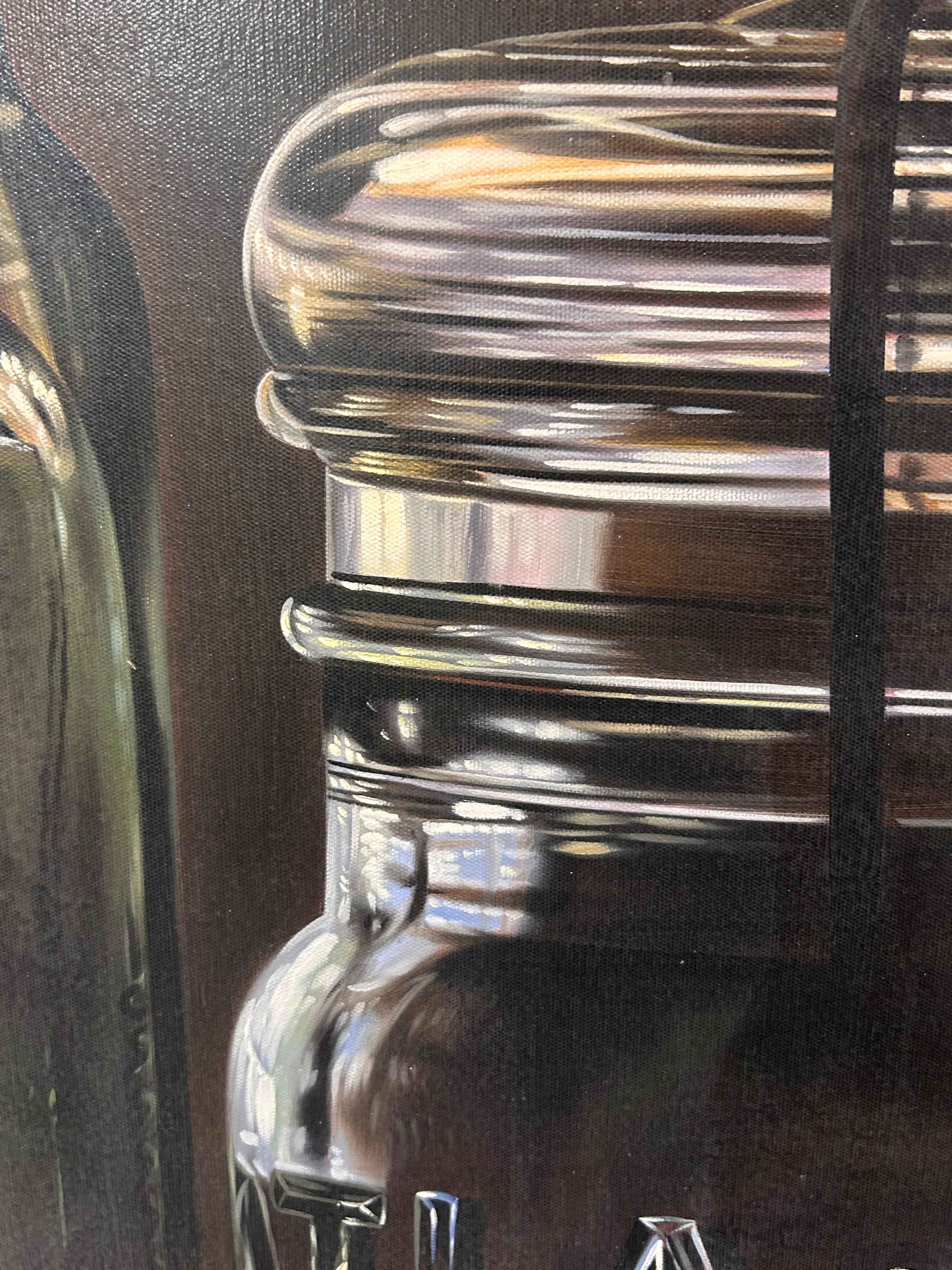 Ken Orton, „Patent Image“, fotorealistisches Glasgefäß-Stillleben, Ölgemälde, 40x60 im Angebot 8