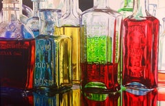 Ken Orton "Select", Photorealistic Bottles Still Life Oil Painting on Canvas