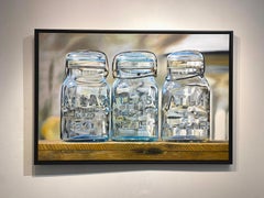 Ken Orton ""Drei Schwestern", Masonglas-Stillleben, fotorealistisches Ölgemälde