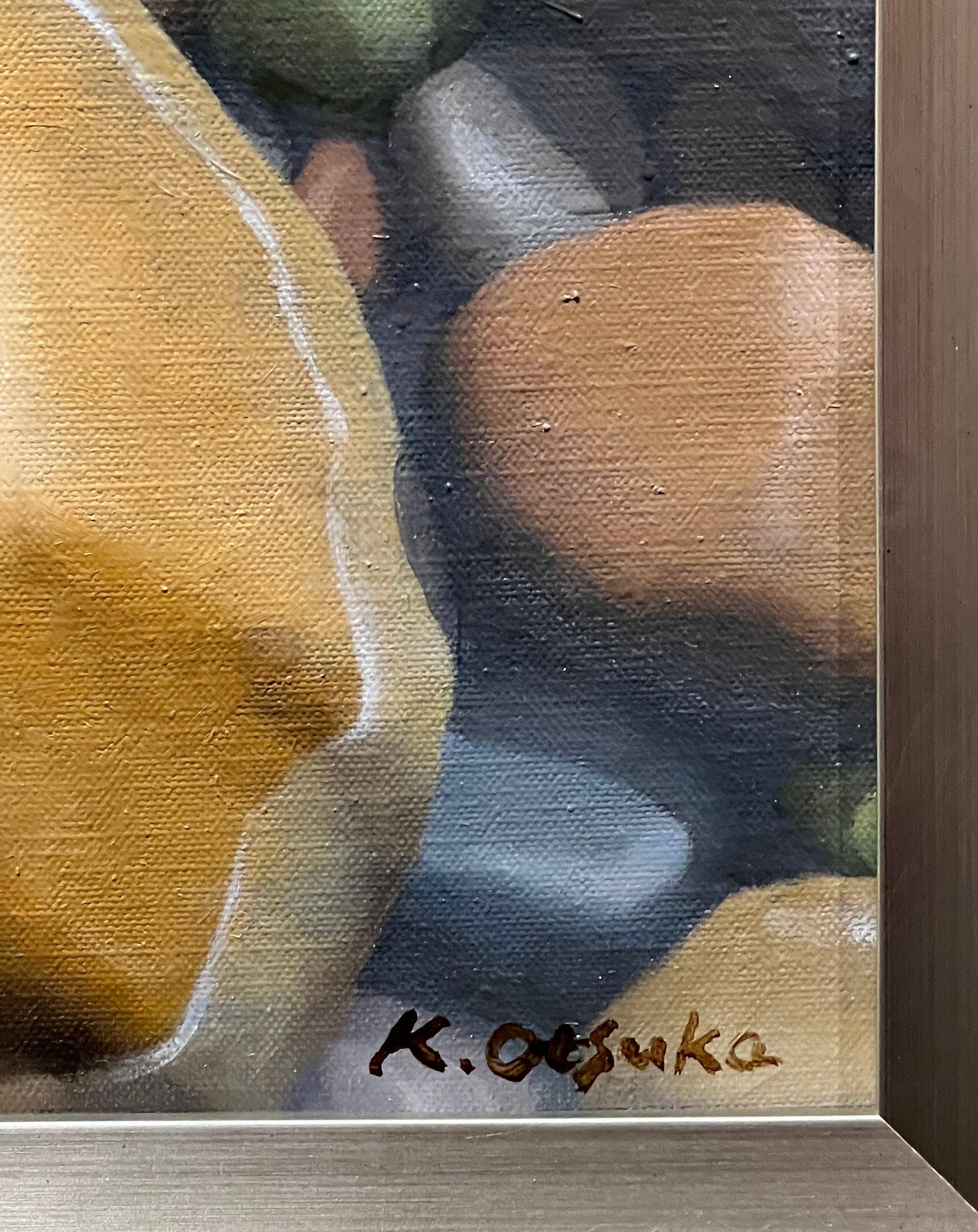 Peinture à l'huile sur toile « Quiet Conversation » de Ken Otsuka, 38x46, couleur océanique en vente 6