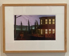 "Winter Evening Quartet" Photograph of Paper Constructed Landscape, framed