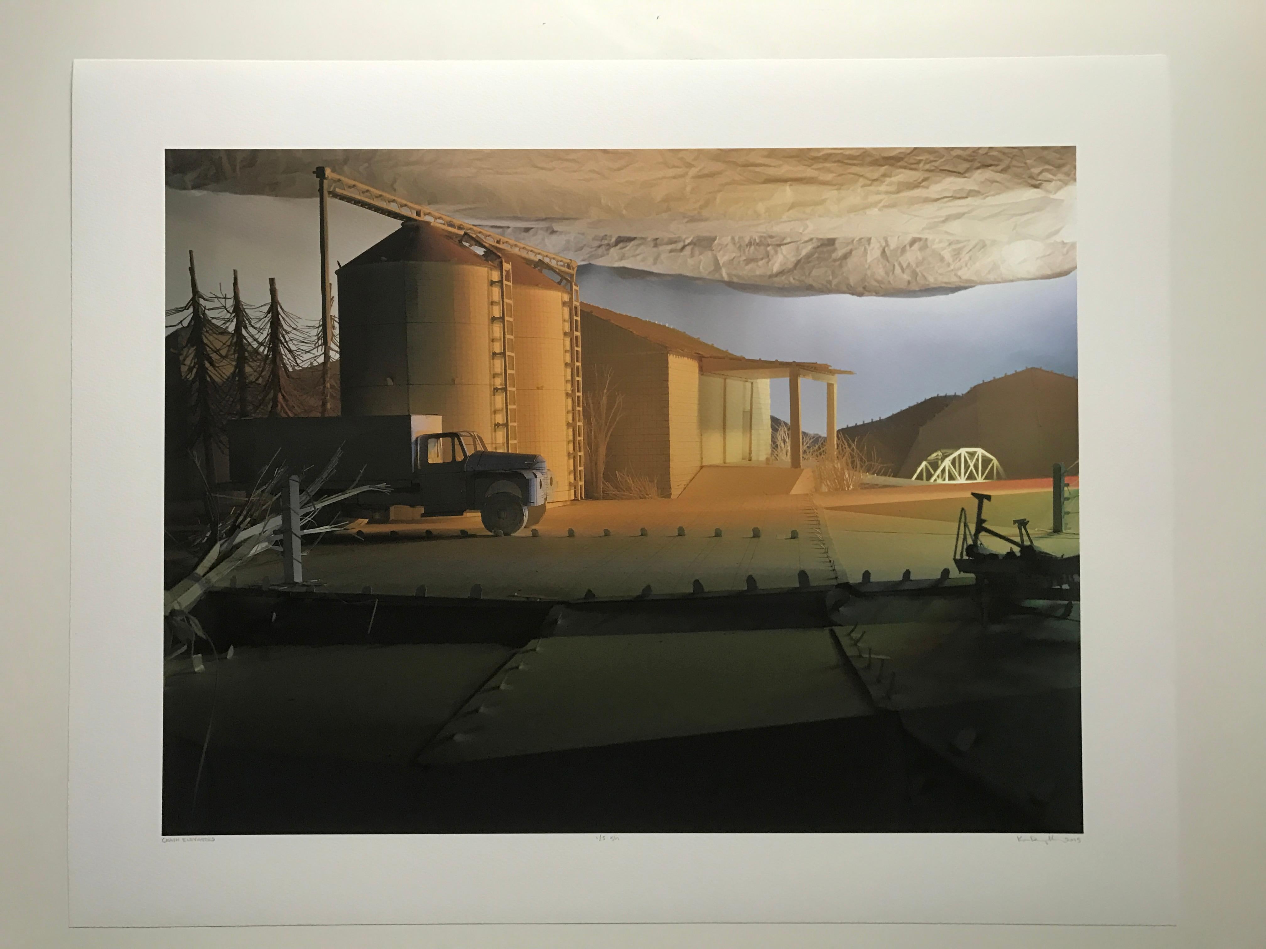 Ken Ragsdale Landscape Print - "Grain Elevators"