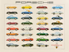 Original Vintage Automobile Advertising Poster Porsche Car Models Ken Rush