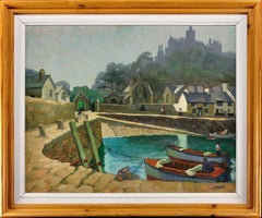 The Harbor, St Michaels Mount, Cornwall. Exhibited 1982. Interesting Perspective