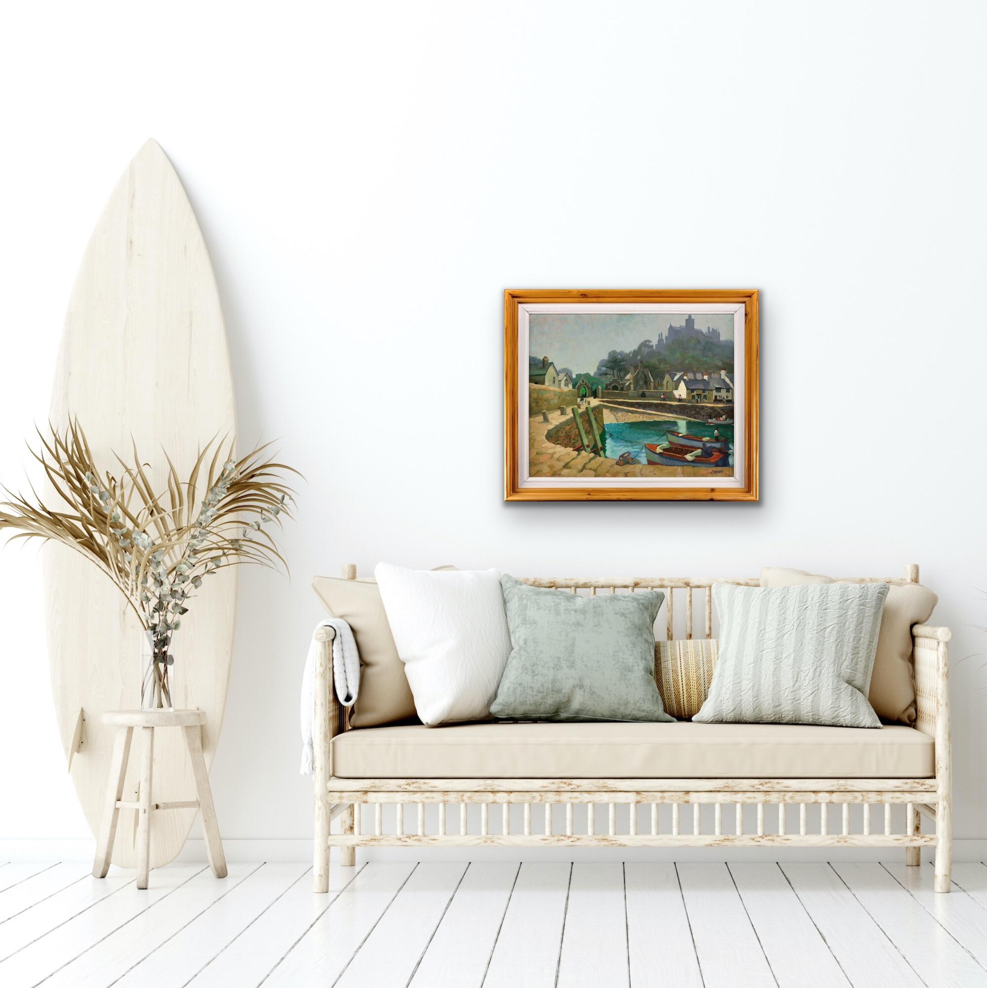 The Harbor At St Michaels Mount In Cornwall Gerahmte Cornish Coastal Ölgemälde im Angebot 13