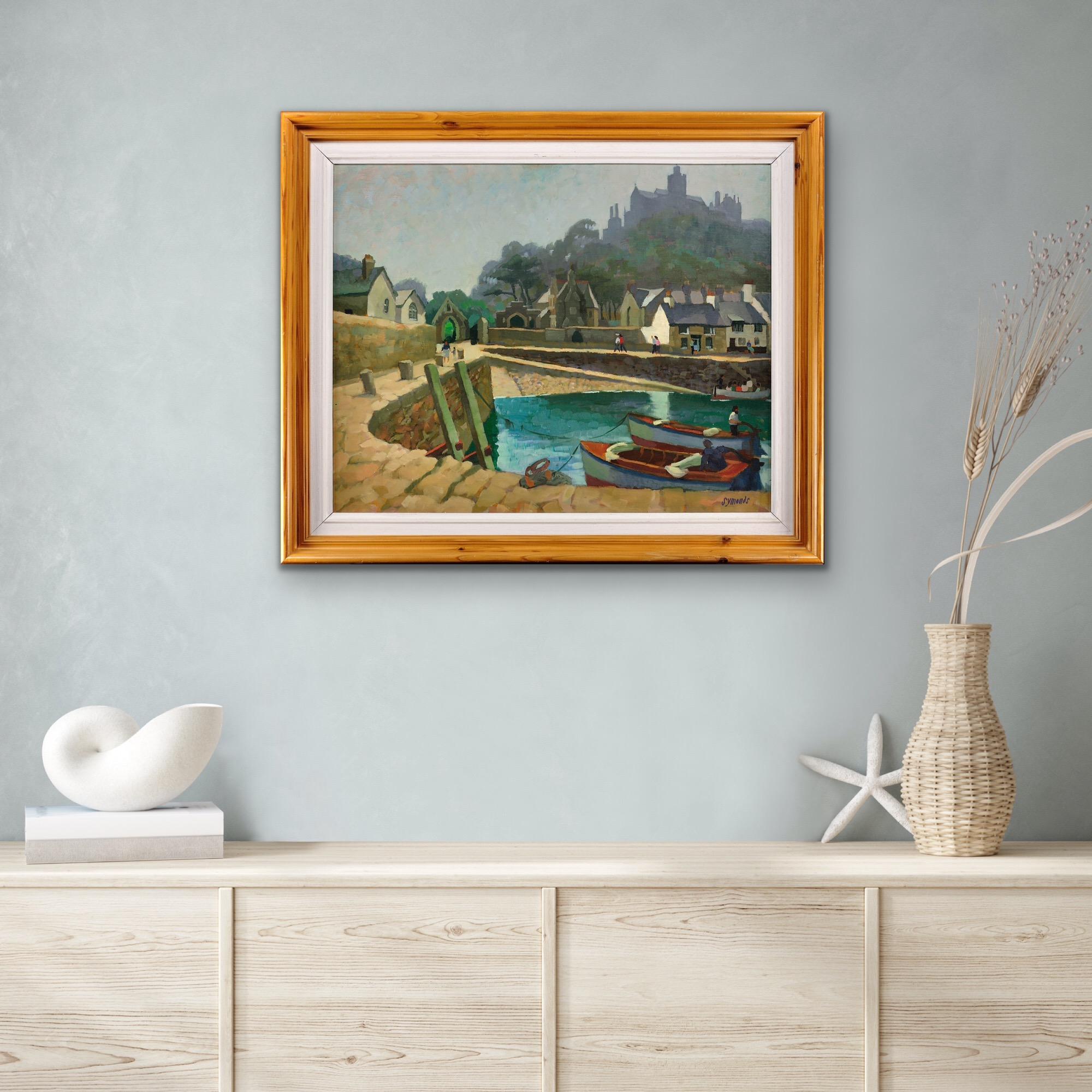 The Harbor At St Michaels Mount In Cornwall Gerahmte Cornish Coastal Ölgemälde im Angebot 2