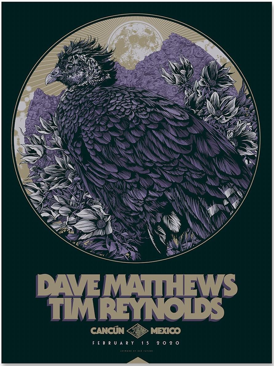 Ken Taylor Landscape Print - Dave Matthews Band Show Poster Cancun Mexico 2020 Tim Reynolds