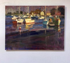"Coastal Colors" - Impressionist Still-Life of Boats and Marina, Oil Painting